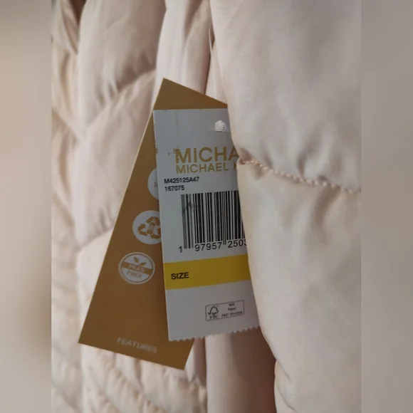 Michael Kors Faux Fur Trim Hooded Puffer Coat Blush Pink NWT Size Medium - Picture 5 of 10